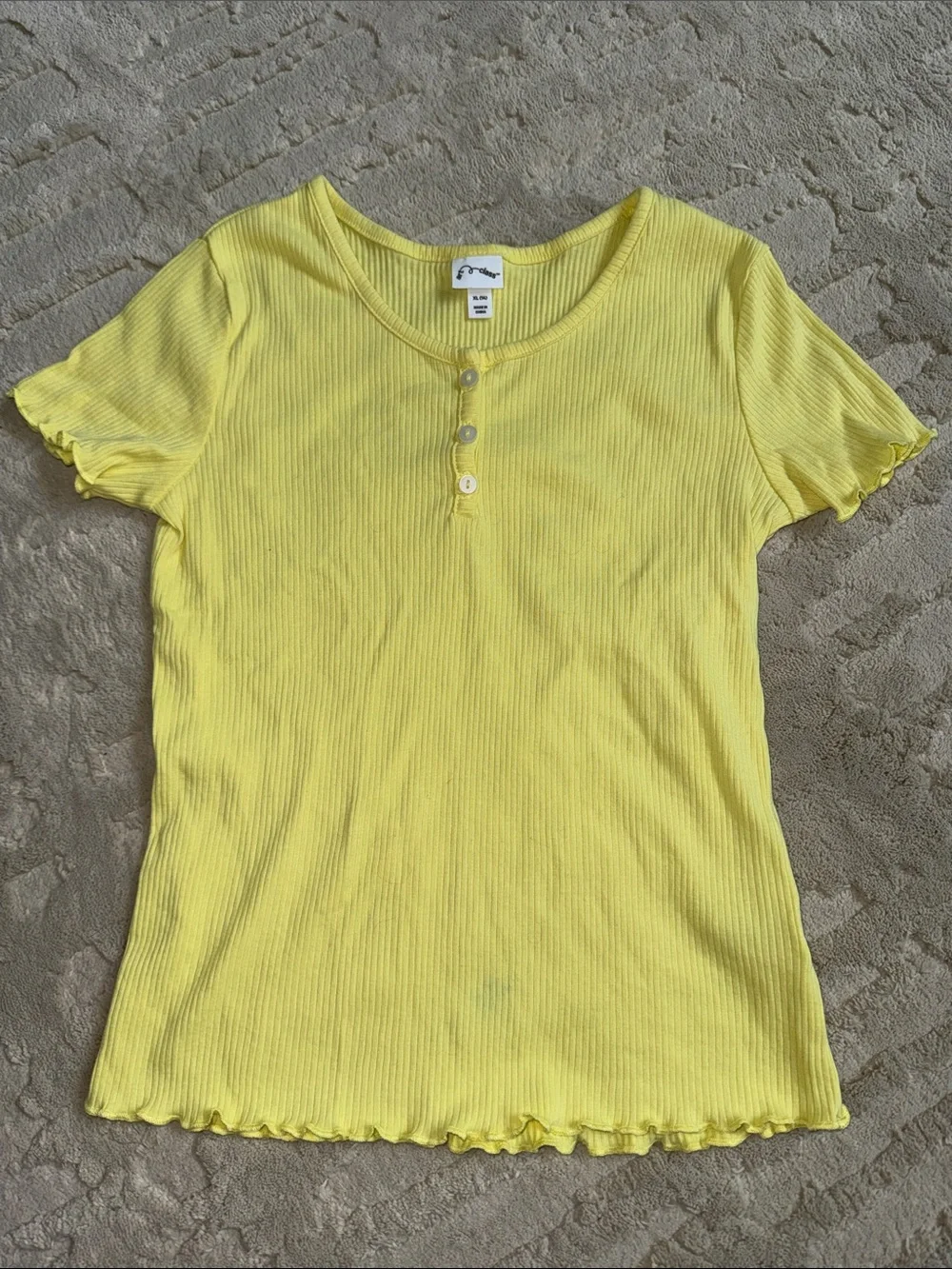 art class Bright Lemon Ribbed Henley Top xl 14